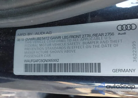 2016 Audi A6 3.0T Premium Plus from USA, damaged, VIN WAUFGAFC6GN065992